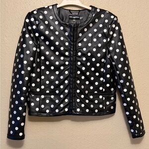 Karl Lagerfeld Black Faux Leather Polka Dot Jacket